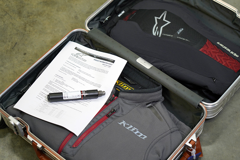 Alpinestars Tech Air 5 Plasma airbag vest in suitcase with paperwork